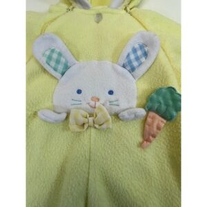 Vintage Quiltex Yellow Fleece Bunny Bunting‎ Snowsuit 6 Months Hooded Mittens